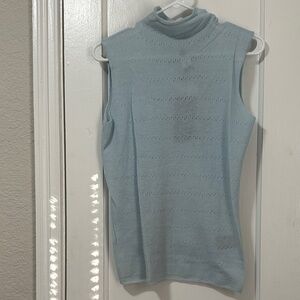 Giorgio Armani Light Blue Sleeveless Mock Neck Tank